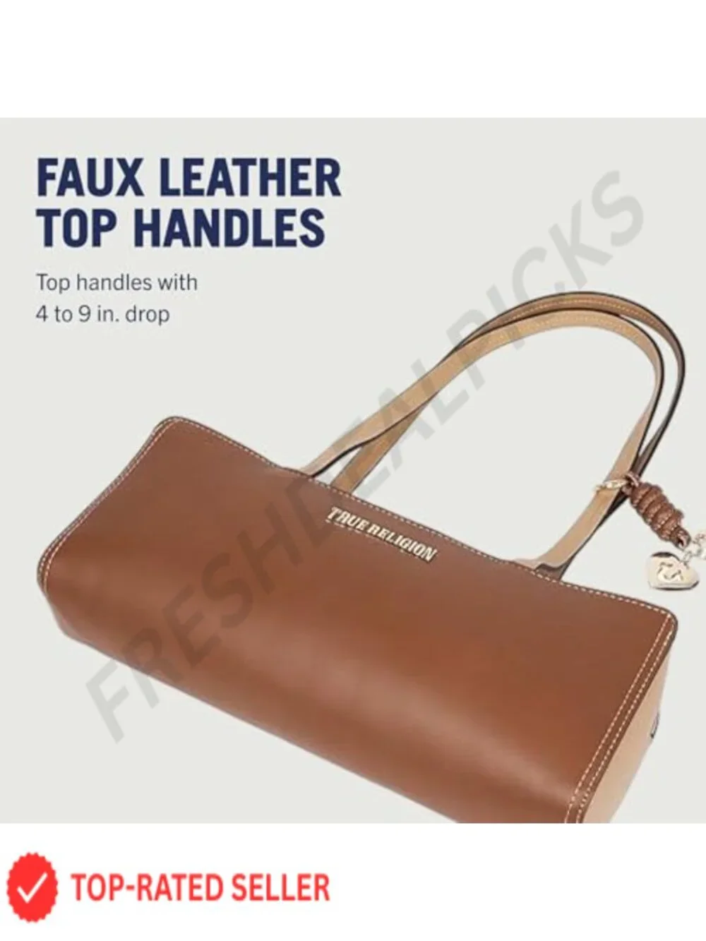 Structured Satchel Bag with Gold-Tone Hardware and Removable Charm